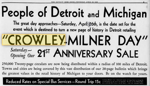 Crowleys - 1930 Ad (newer photo)